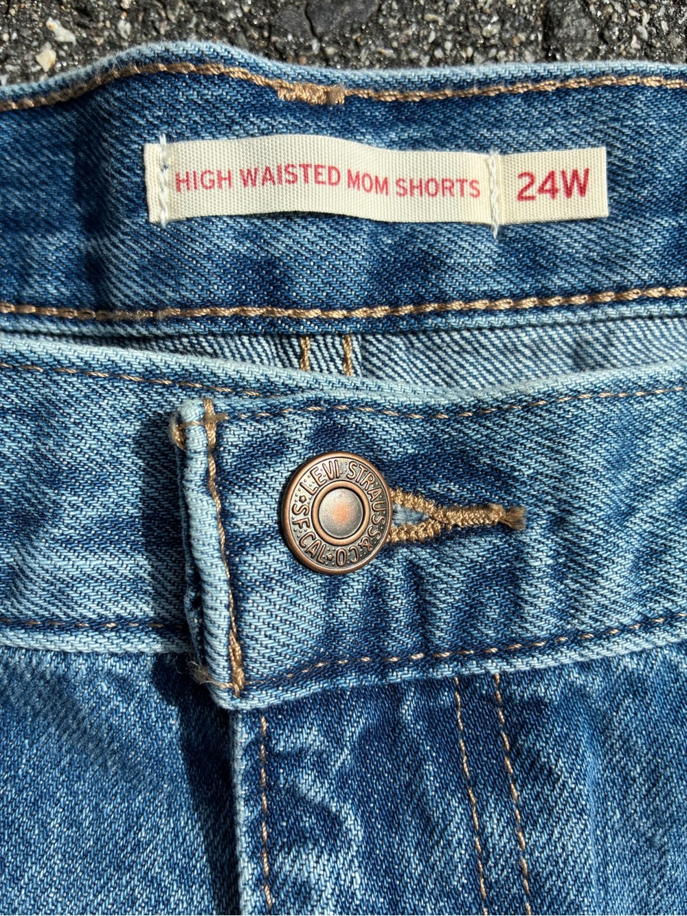 Levi's Classic High-Rise Denim Mom Shorts medium wash women size 24W - Picture 4 of 4